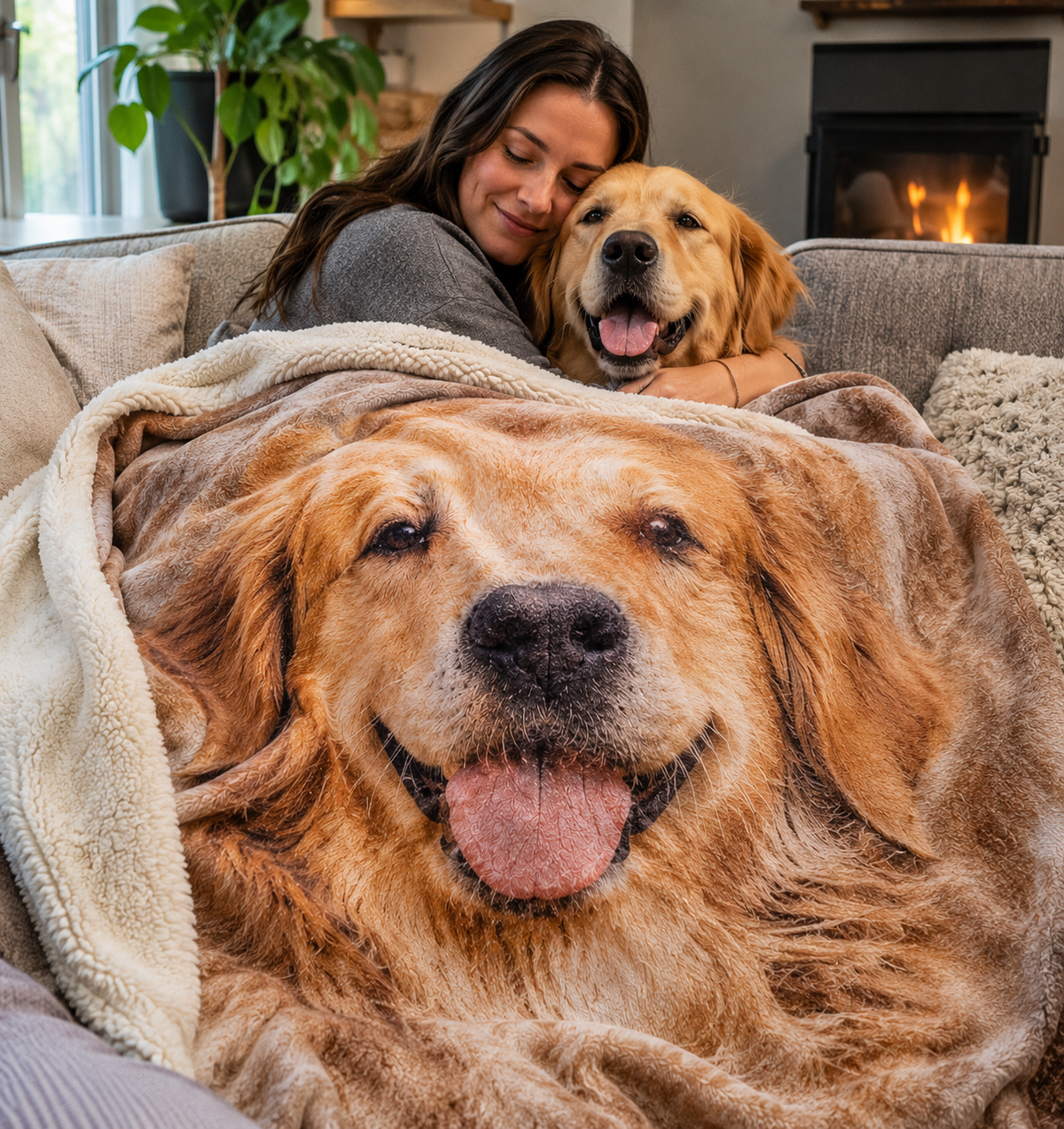 Personalized Family Photo Sherpa Blanket