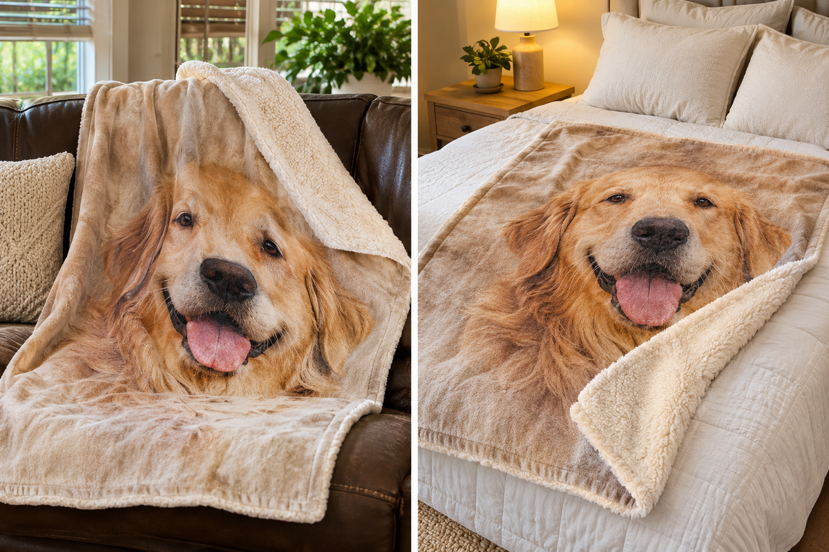 Personalized Family Photo Sherpa Blanket