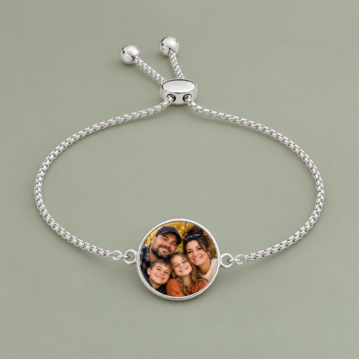 Printify Accessories One Size / Gold Plated Adjustable Family Photo Charm Bracelet Adjustable Family Photo Charm Bracelet