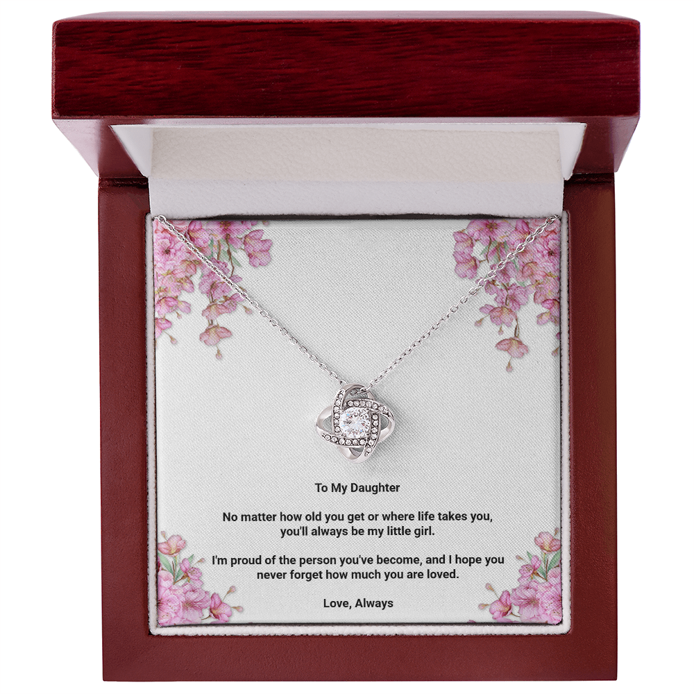 ShineOn Fulfillment Jewelry 14K White Gold Finish / Luxury Box To My Daughter – Love Knot Necklace To My Daughter – Love Knot Necklace