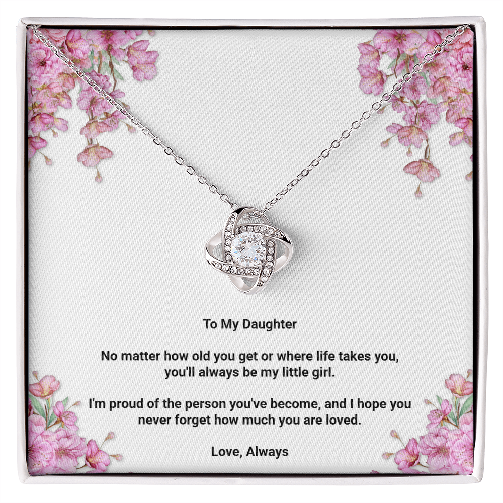ShineOn Fulfillment Jewelry 14K White Gold Finish / Standard Box To My Daughter – Love Knot Necklace To My Daughter – Love Knot Necklace