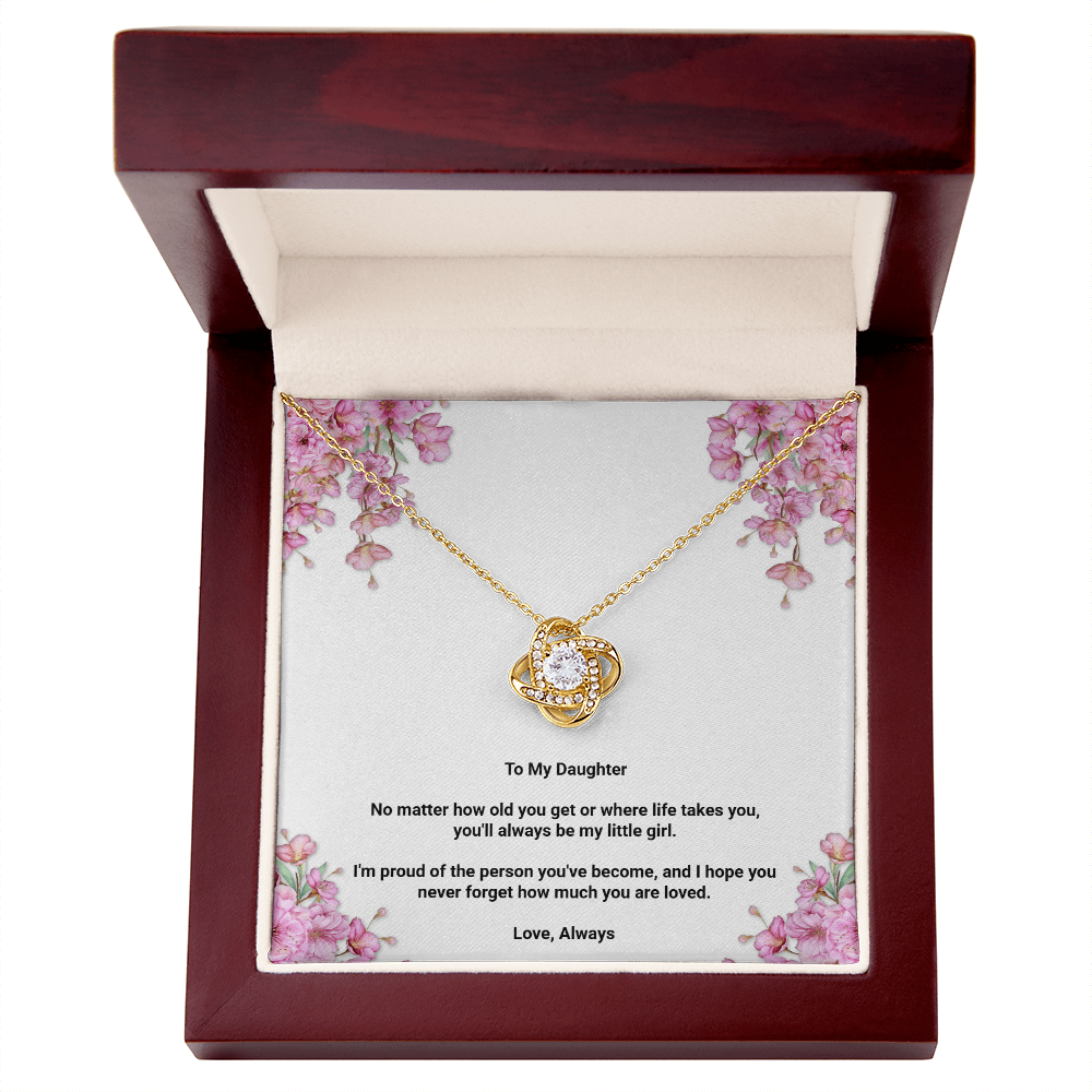 ShineOn Fulfillment Jewelry 18K Yellow Gold Finish / Luxury Box To My Daughter – Love Knot Necklace To My Daughter – Love Knot Necklace