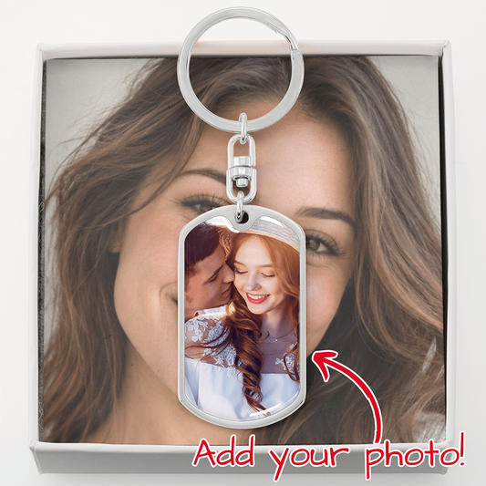 ShineOn Fulfillment Jewelry Dog Tag Keychain (Silver) / No Personalized Photo Heart Keychain Personalized Photo Heart Keychain