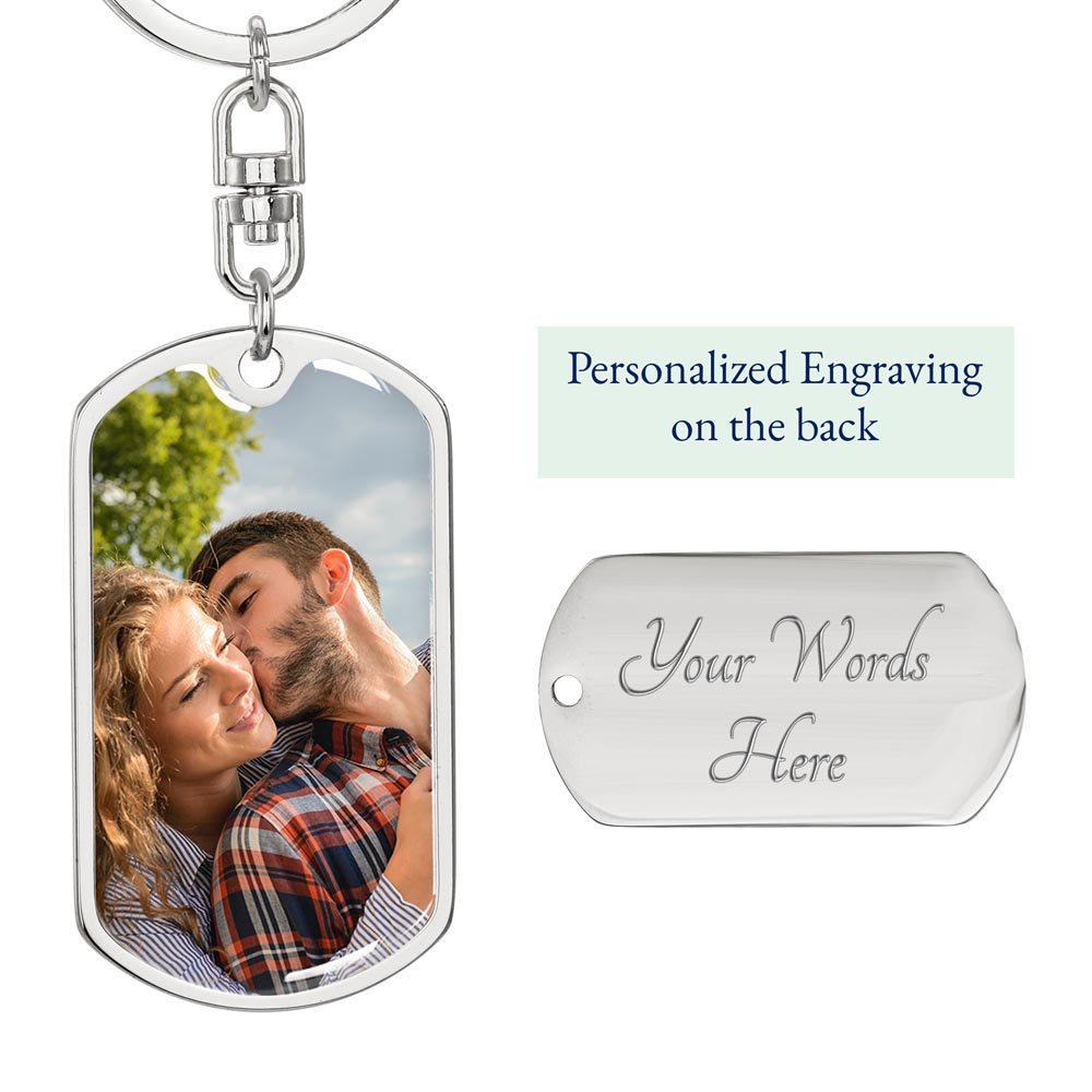 ShineOn Fulfillment Jewelry Dog Tag Keychain (Silver) / Yes Personalized Photo Heart Keychain Personalized Photo Heart Keychain