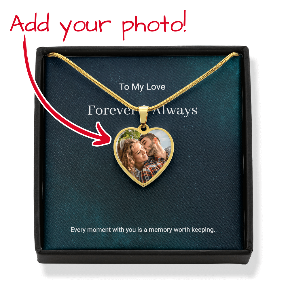 ShineOn Fulfillment Jewelry Luxury Necklace (18k Yellow Gold Finish) / No Forever & Always – Personalized Photo Heart Necklace Forever & Always – Personalized Photo Heart Necklace